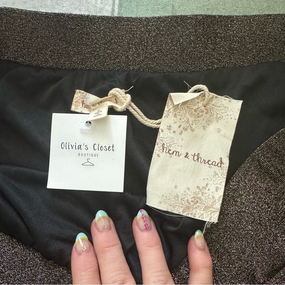 Hem & Thread Elegant Bronze/Gold Sparkle 80’s & 90’s vibe Women's Skirt Size L - Picture 2 of 6